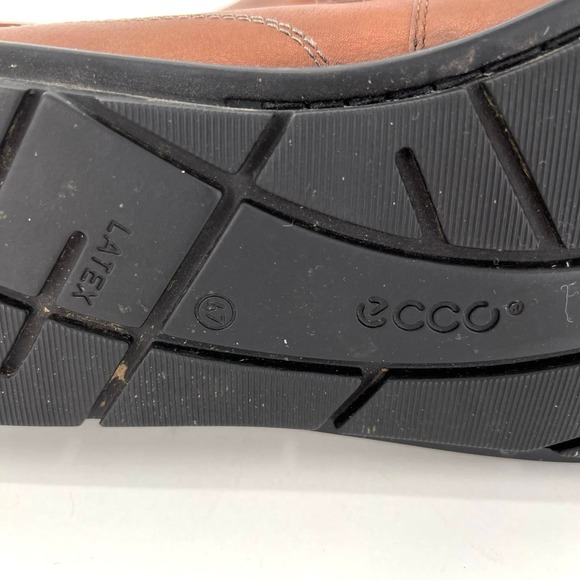 Ecco Loafers Latex Sole Brown Leather Slip On Moc Toe Comfort Mens - Picture 9 of 9